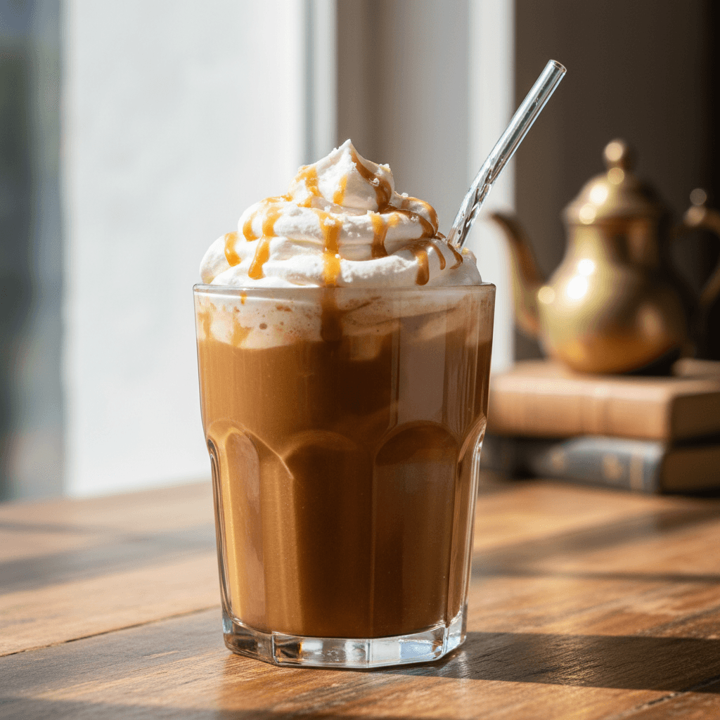 Dirty soda with caramel and whipped cream